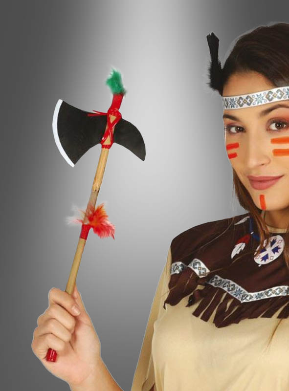 Indianer Tomahawk 35cm mit Federn