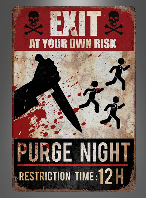 Halloween Sign Purge Night 24x36cm