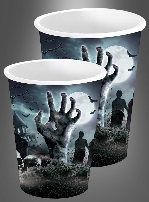 6 pcs Paper Cups Zombie Hand diff. sizes
