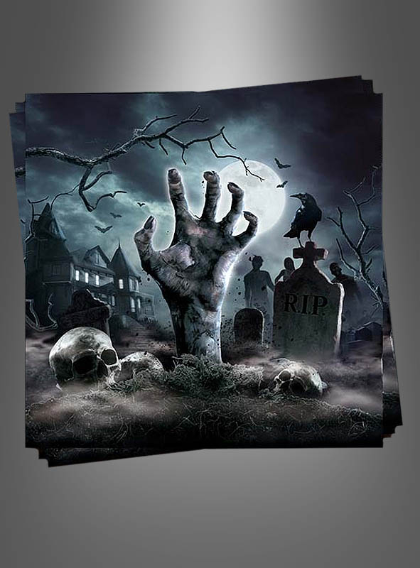 12 x Friedhof Servietten 33x33cm Zombie Hand