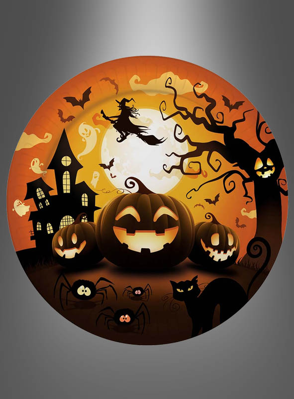 6 x Halloween Pappteller 23cm Kürbisse