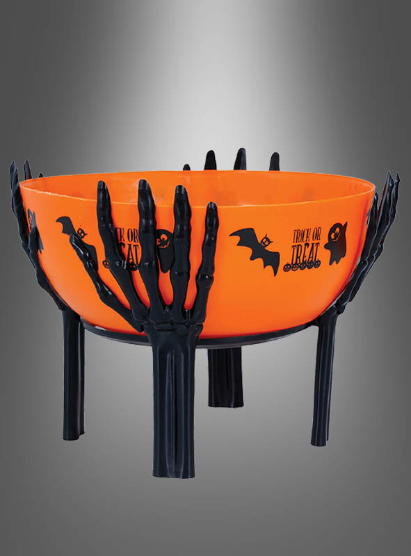 Halloween candy bowl with skeleton hands