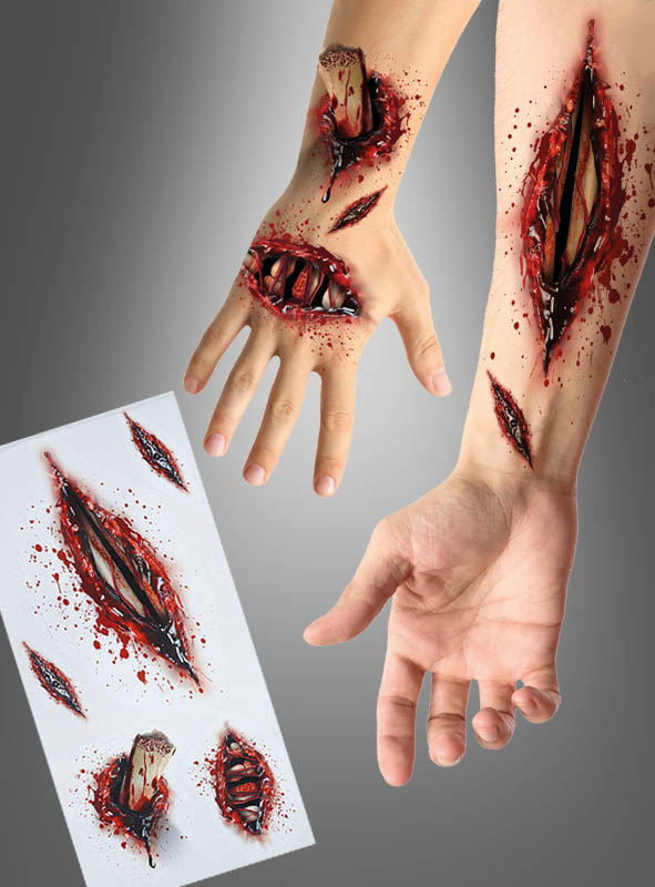 Bloody bone fracture sticker for skin