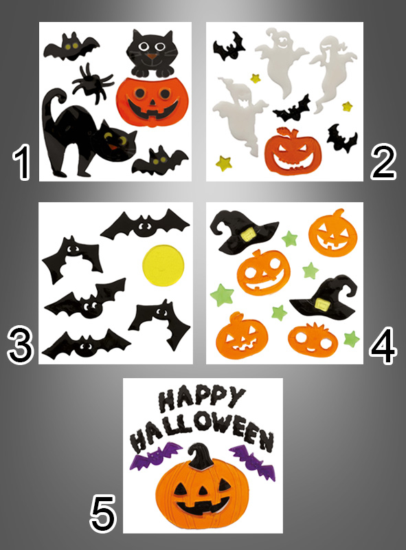Halloween Fenster Deko Set aus Gel 20x19cm