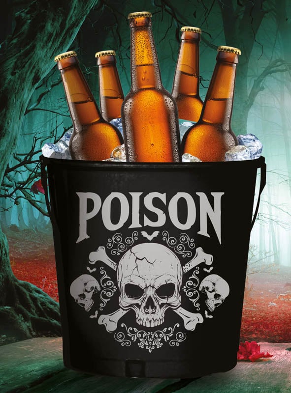 Halloween Drink Cooler Metal Bucket "Poison"