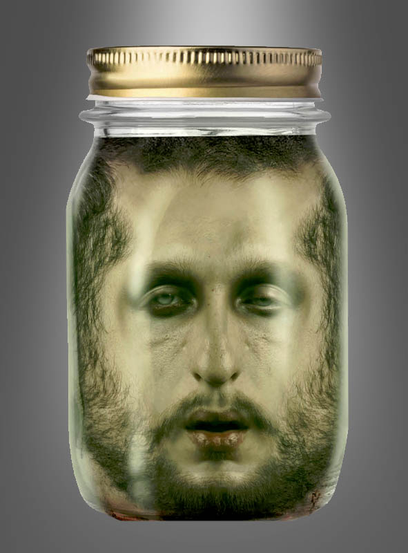 Konservierter Kopf im Glas