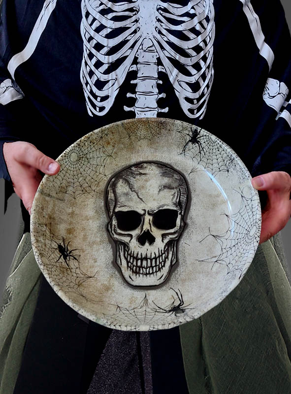 Totenkopf Schale für Halloween Snacks » Kostümpalast