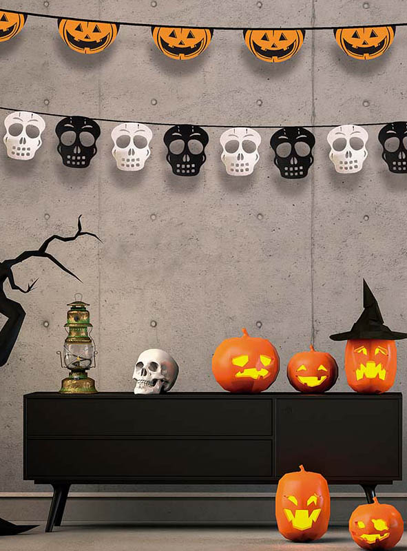 Halloween Girlanden Kürbis oder Totenkopf