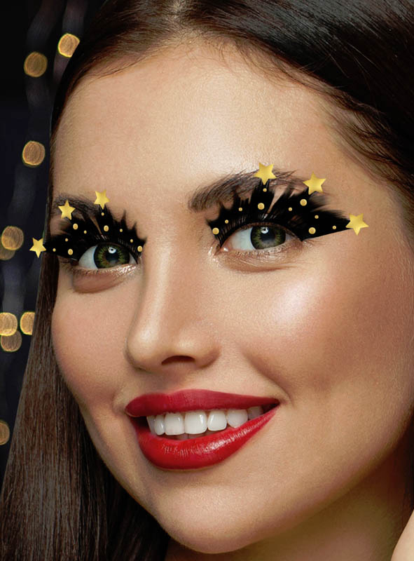 Self-adhesive black eyelashes with stars
