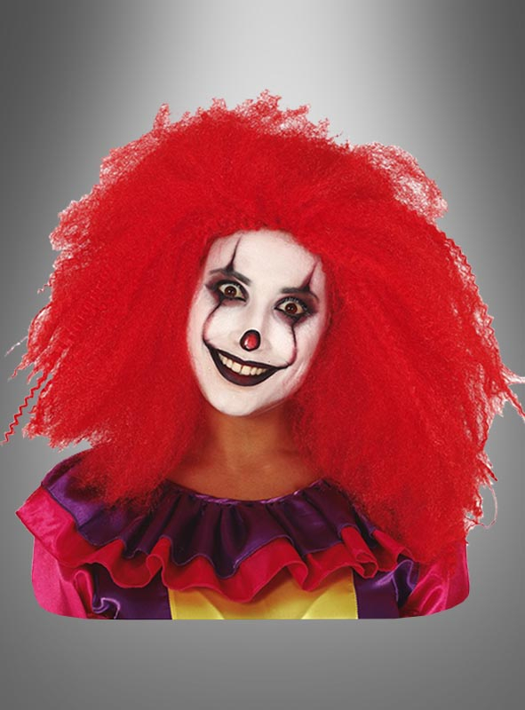 Red Crimped Clown Wig