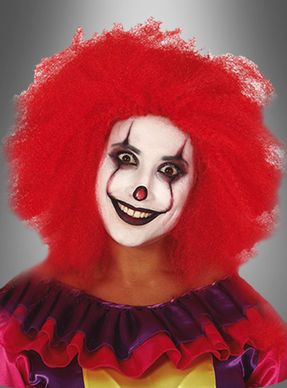 Red Crimped Clown Wig