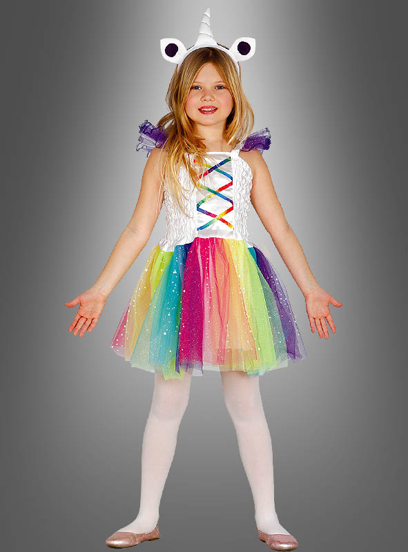 Einhorn Kinderkostüm Regenbogen Kleid Unicorn Verkleidung Kind Faschingskostüm 