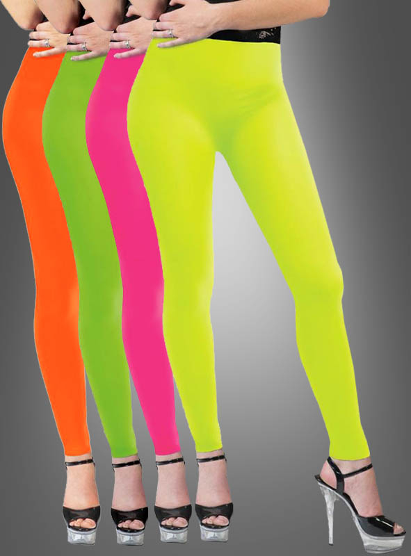 på Decimal bleg Leggings Opaque Neon 80s Look buy here » Kostümpalast