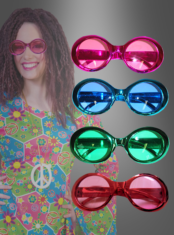60er Jahre Hippiebrille - Farbige Lennon Brillen Für Karneval & Party