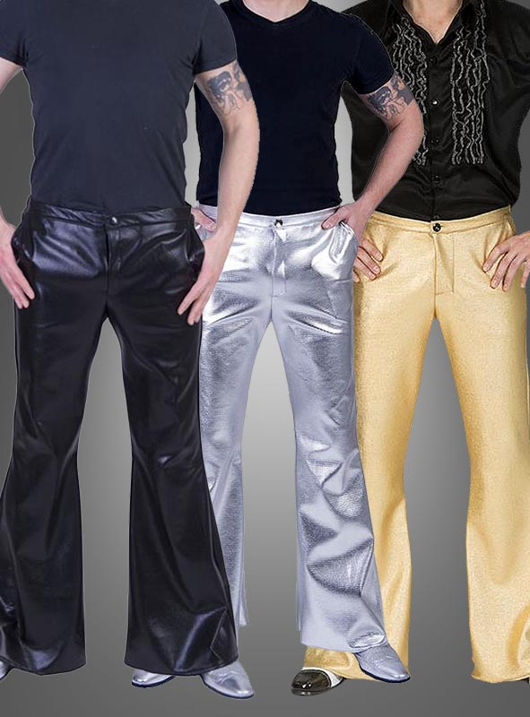 Disco Flared Pants 70s Style gold or silver » Kostümpalast