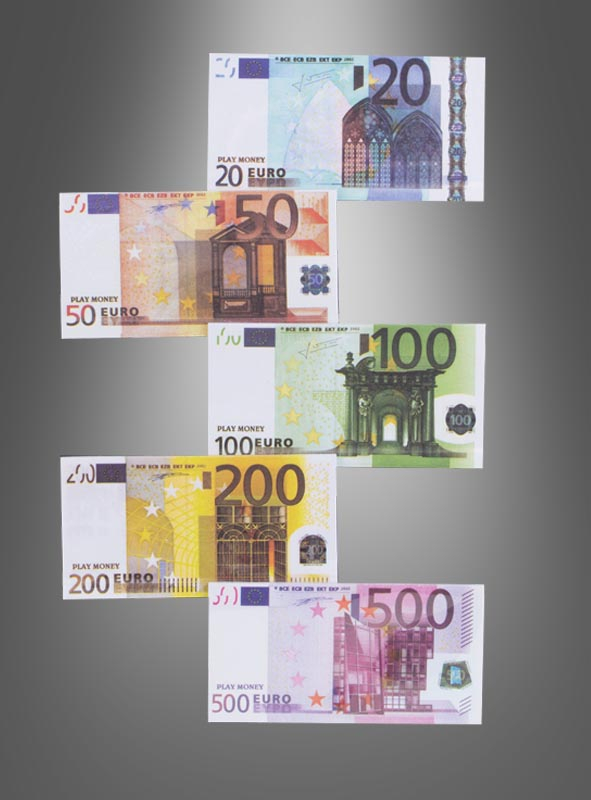 Play money Euro notes