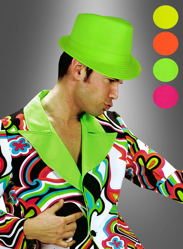 Discohut in neonfarben Hut zum Party Outfit Karneval Fasching 