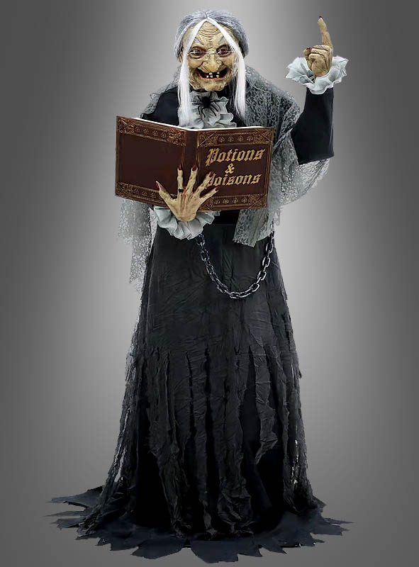 Riesige Halloween Hexe animiert mit Buch