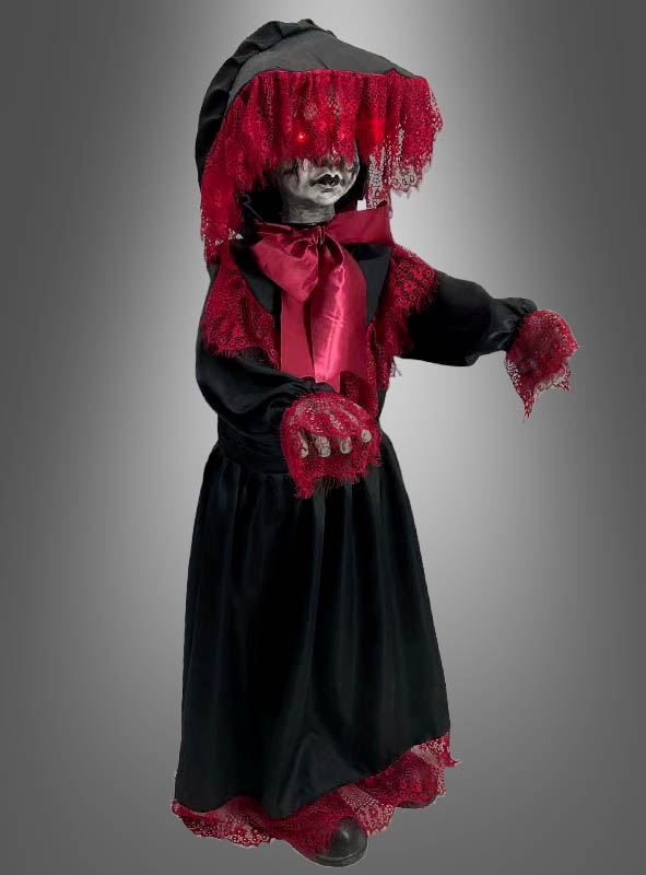 Doll with creepy animation red black Halloween Decoration