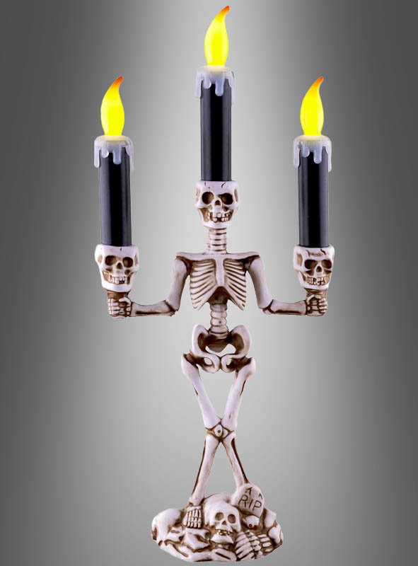 Skeleton Candelabra 36cm with LED Candles