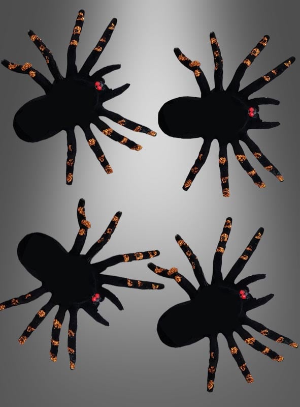 4 flocked spiders