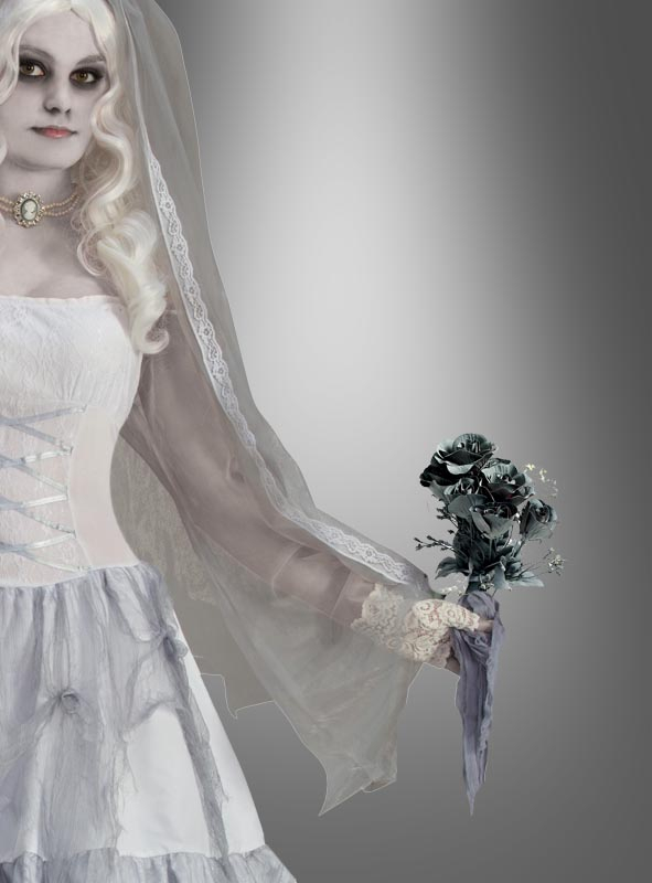 Brautstrauß Geisterbraut schwarze Rosen