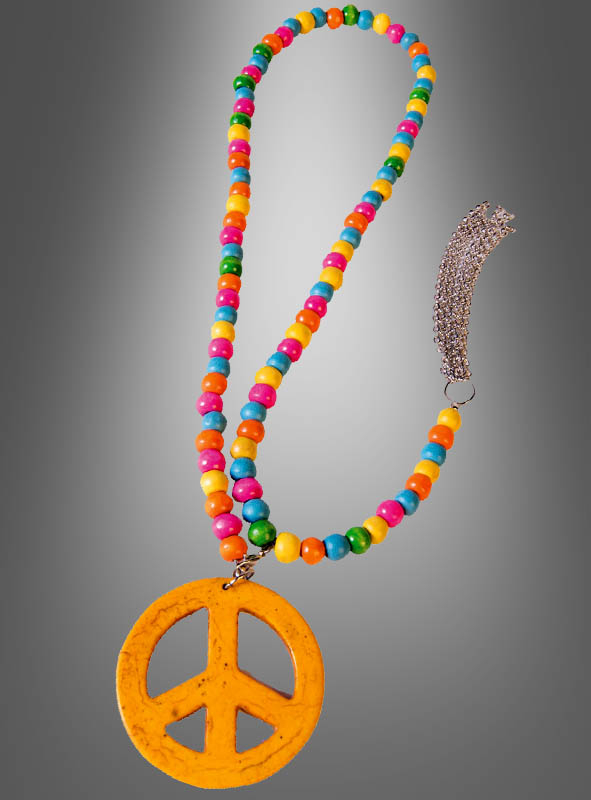 Pinke Hippiekette Peace Zeichen Halskette Hippie Kette Peacekette Hippieschmuck 