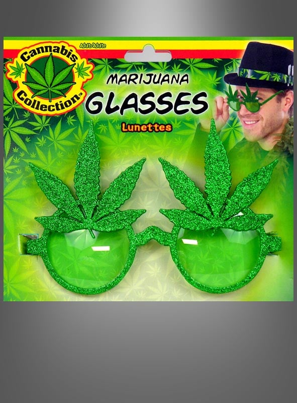 Cannabis Brille Hanfblätter mit Glitter