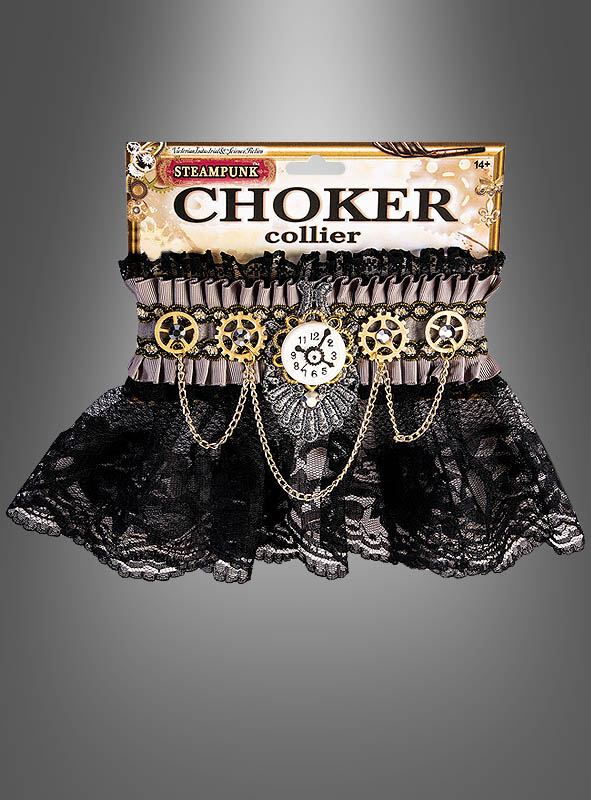 Steampunk Halsband mit Zahnrädern für Damen Choker Gothic Halsschmuck Accessoire 