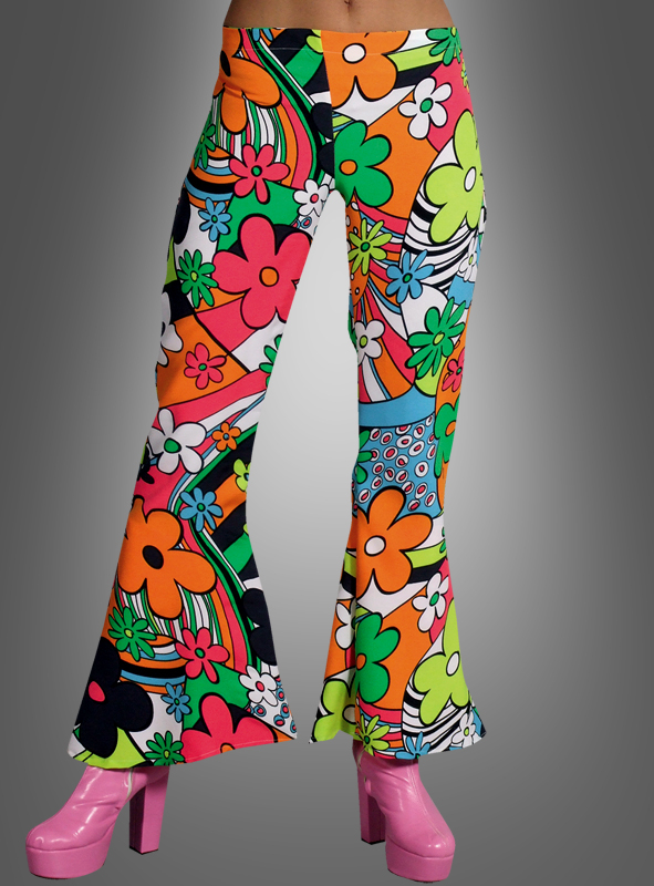 Neon Flowers 70s Lady Pants
