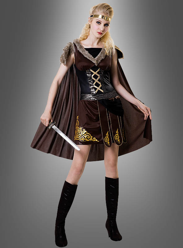 Nordische Kriegerin Kostum Damen Braun Kostumpalast