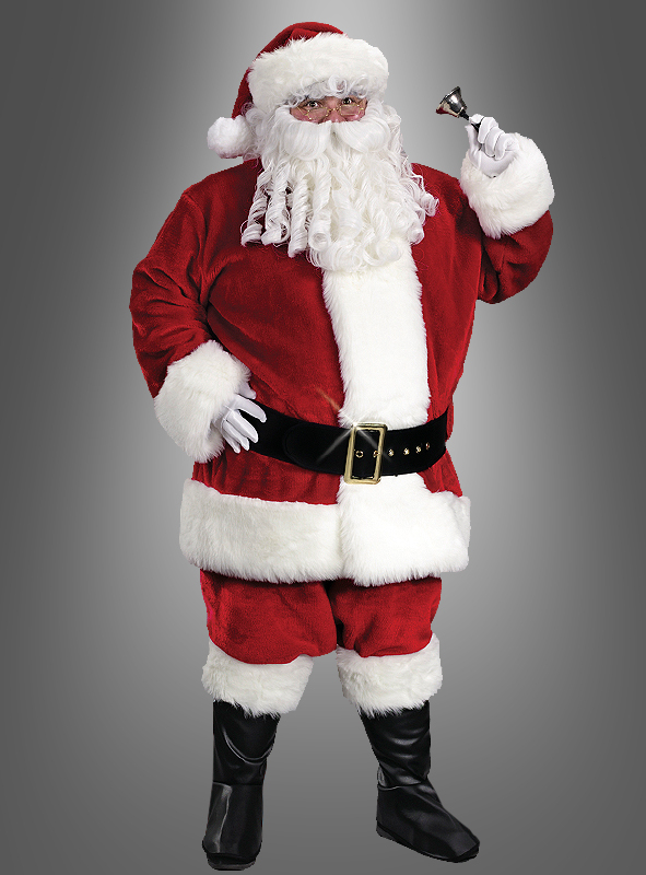 DELUXE WEINACHTSMANN KOSTÜM & MÜTZE Santa Claus Weihnachten Nikolaus Anzug 
