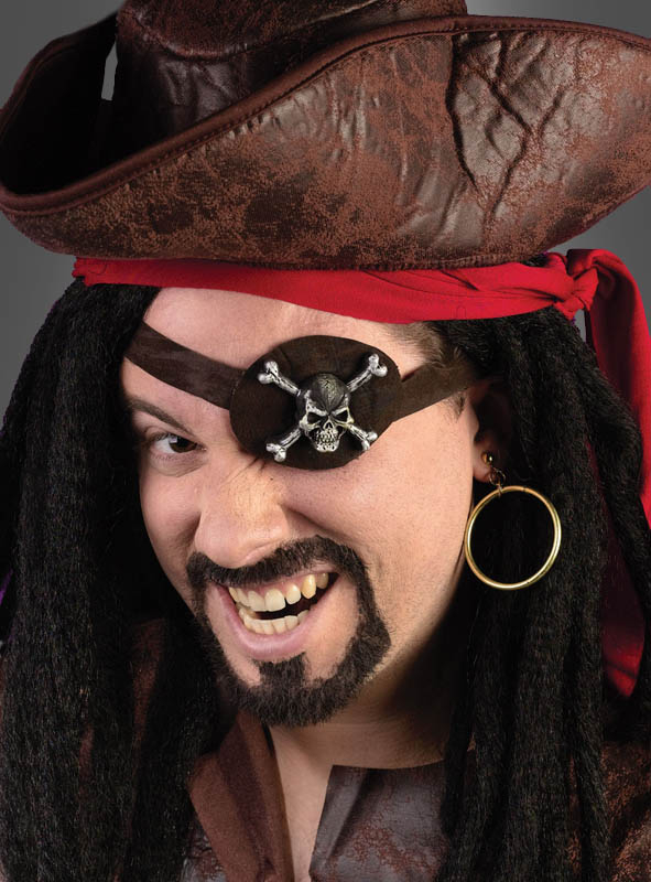 Augenklappe mit Totenkopf zum Kostüm Pirat an Karneval Fasching Orl 