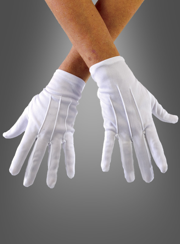 Deluxe Handschuhe weiß Baumwolle mit Biesen