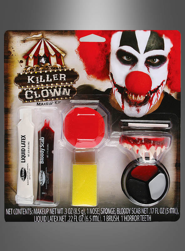 Killer Clown Makeup Kit with Nose