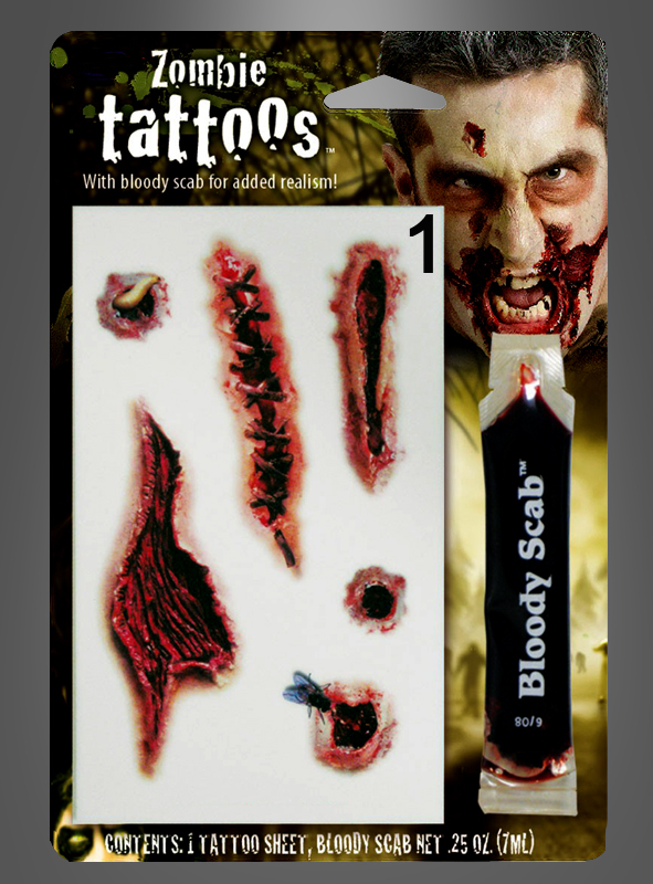 Bloody Wounds Face Tattoo