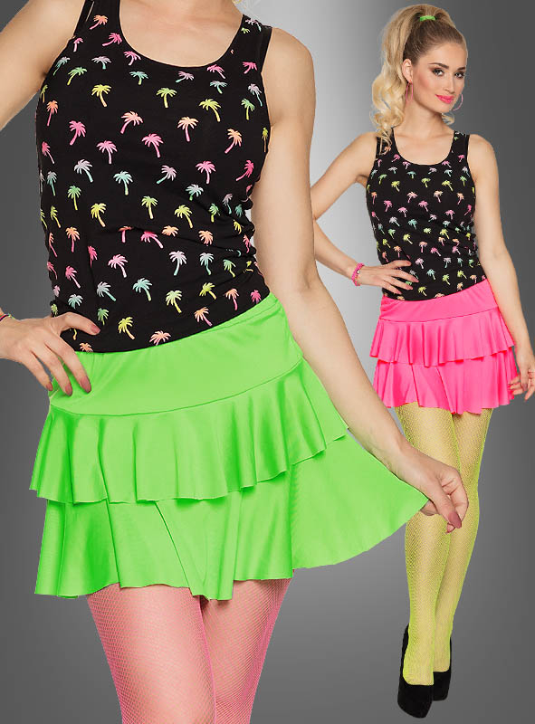 Neon Mini Skirt with Ruffles