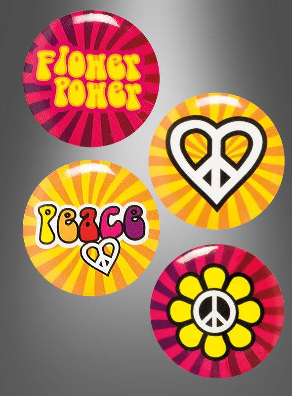 Hippie Buttons 4 pc