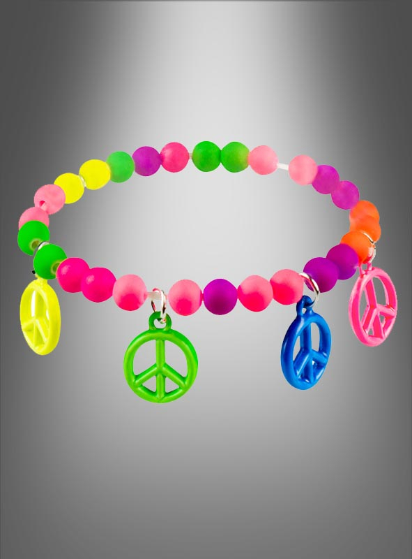Buntes Hippiearmband mit Peace-Zeichen