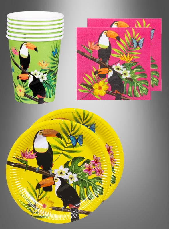 Summer party paper tableware set toucans