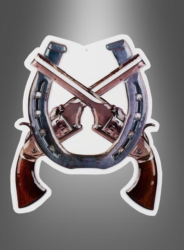 Wild West Wall Decoration Revolver & Horseshoe