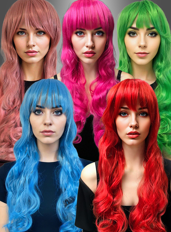 Coloured Long Hair Curly Wig Godiva