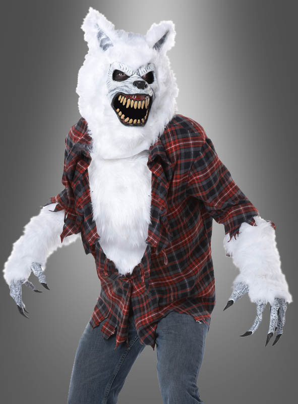 Werwolf Kostüm Herren in weiß mit Motion Maske