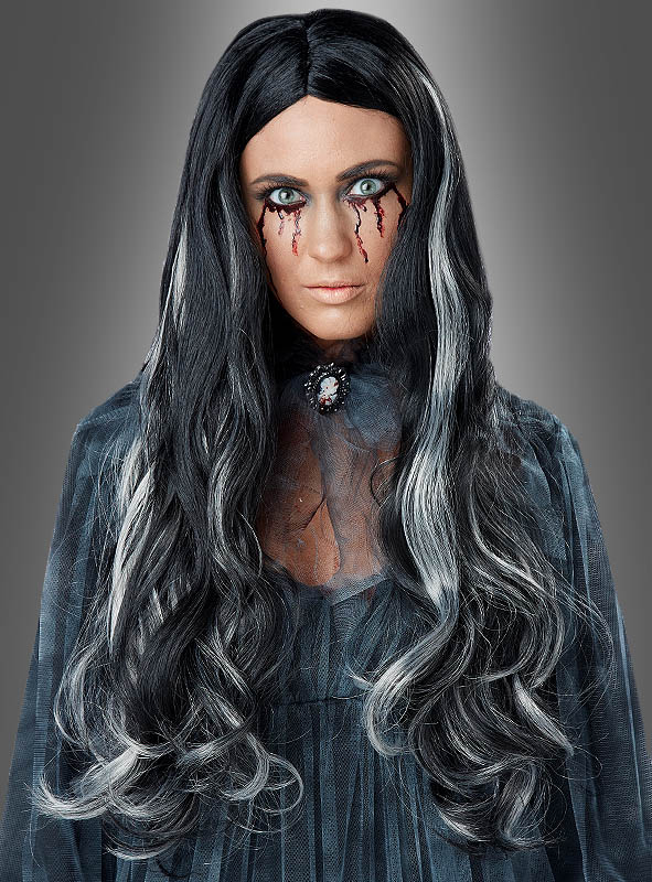 Bloody Mary Long Hair Wig black grey