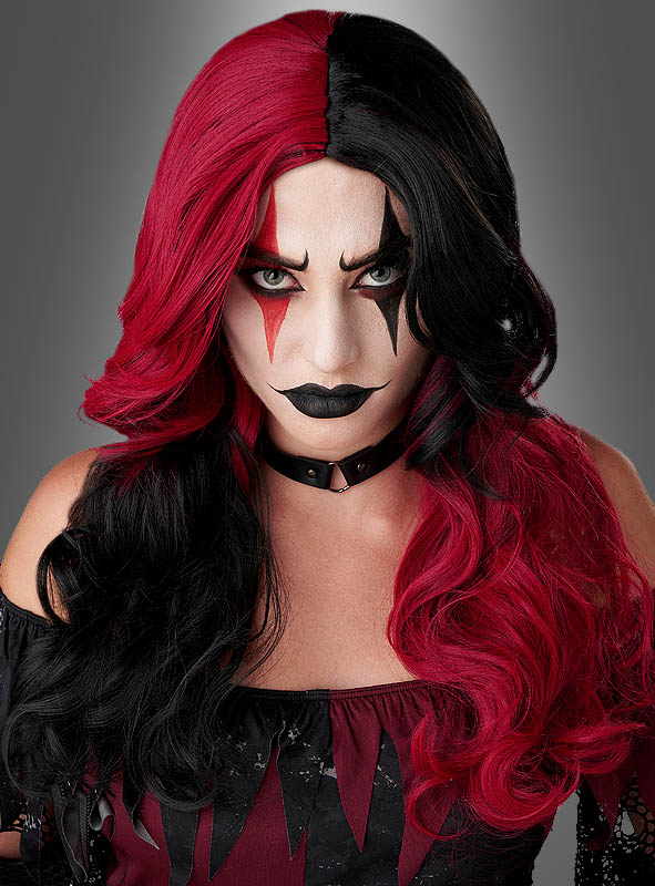 Jester Wig red black for Women