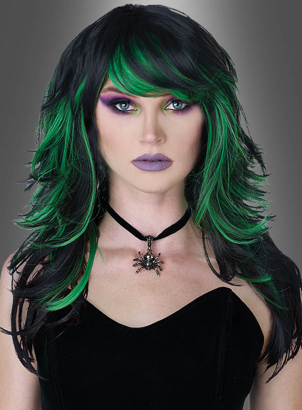 Green Herb Witch Wig with green Highlights