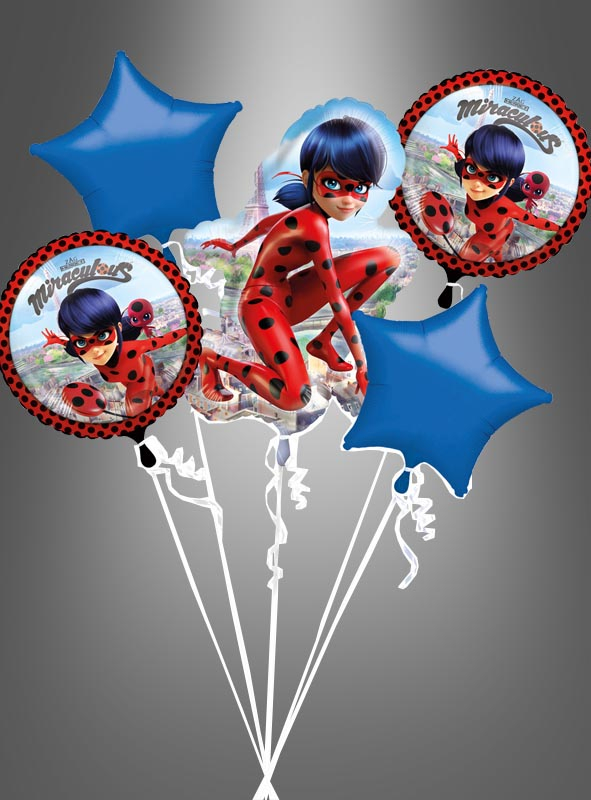 Ladybug Folienballons als Strauß 5 Stück