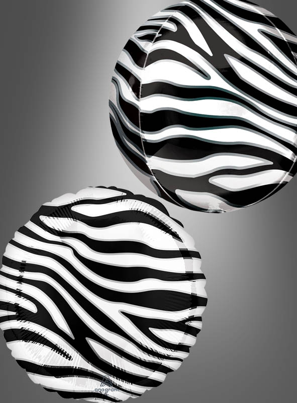 Zebra Folienballon Orbz Kugel oder Scheibe