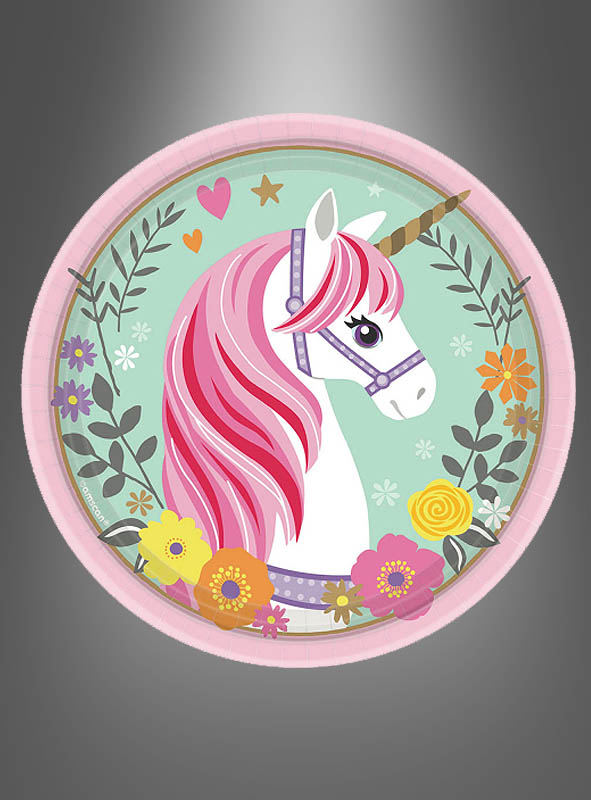 8 x Unicorn Paper Plates 18cm