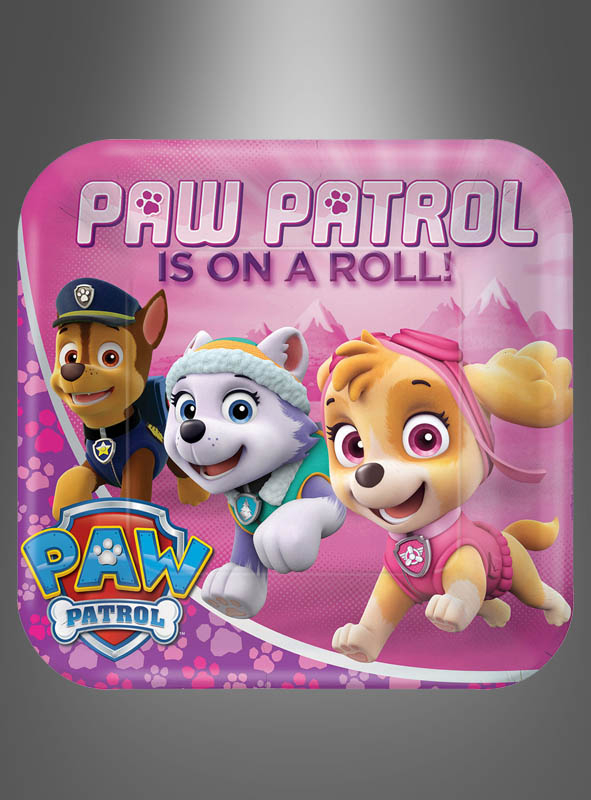 8 x Paw Patrol Paper Plates pink 22,8 cm